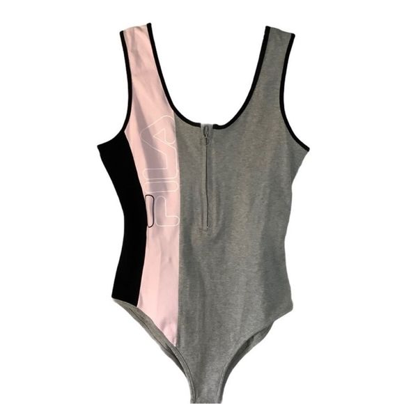 Fila Viviana Bodysuit. Gray, Pink and Black. NWT - Picture 2 of 5